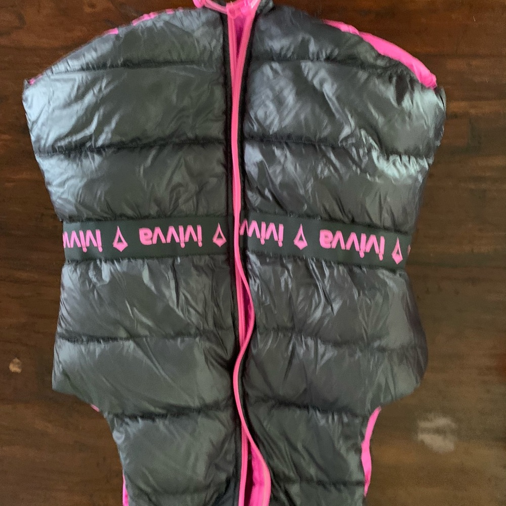 Ivivva reversible hot pink and gray down vest.